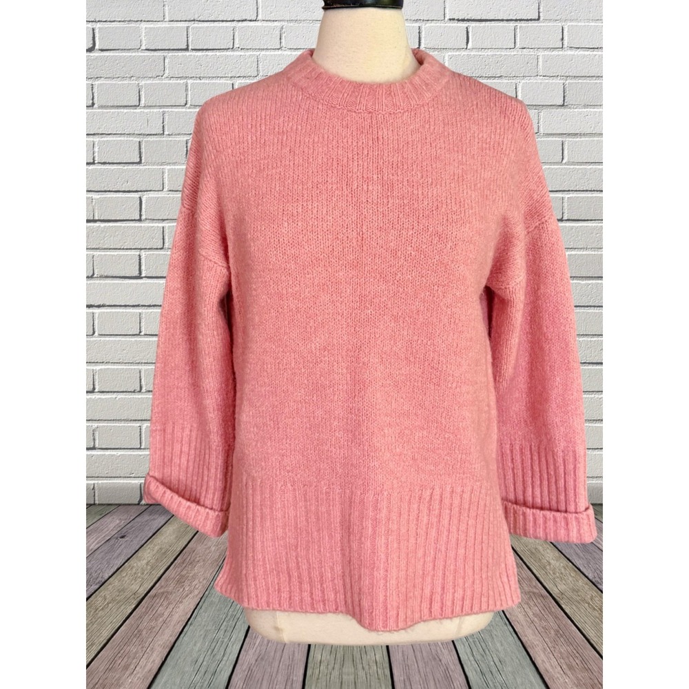 TopShop Pink Oversize Sweater Sz XS 43" Bust Side Slits Soft Fuzzy Knit Pullover